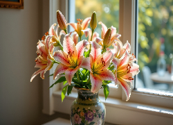 Lilie, Wazon, Okno