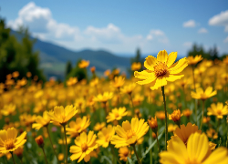 Żółte, Kwiaty, Łąka, Grafika AI