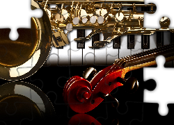 Instrumenty, Muzyczne, Saksofon, Klawisze, 2D