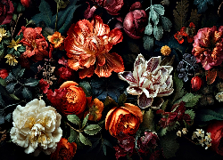 Kwiaty, Różnokolorowe, Rozwinięte, Grafika
