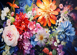 Kwiaty, Kolorowe, Grafika, Różne