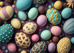 Kolorowe, Jajka, Wielkanoc, Zbliżenie