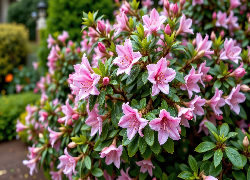 Kwiaty, Różowe, Krzew, Różanecznik, Grafika AI