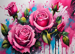Malarstwo, Kwiaty, Róże