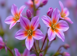 Różowo-pomarańczowe, Kwiaty