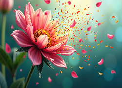 Różowy, Kwiat, Płatki, AI