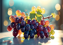 Ciemne, Winogrona, Owoce, Bokeh, Grafika