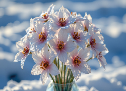 Biało-różowe, Kwiaty, Wazon