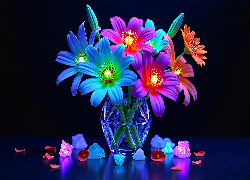 Kwiaty, Szklany, Wazon, AI