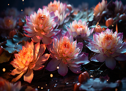 Kwiaty, Lilie wodne, Grafika