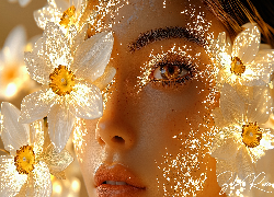 Kobieta, Twarz, Oko, Narcyzy, Grafika AI