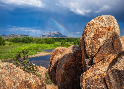 Skały, Tęcza, Wzgórza, Arizona, Stany Zjednoczone