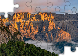 Góry, Urwisko, Mgła, Drzewa