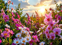 Kwiaty, Niebo, Grafika AI