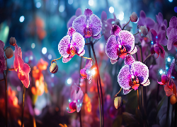 Orchidea, Kwiaty, Storczyki, Światło, Grafika
