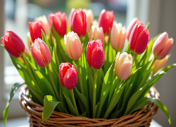 Kwiaty, Tulipany, Koszyk