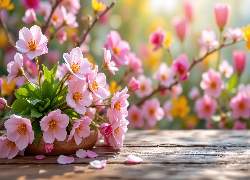 Różowe, Kwiaty, Deski, Grafika AI