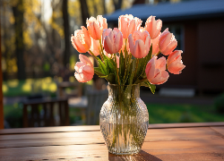 Tulipany, Kwiaty, Bukiet, Światło