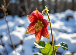Kwiat, Ciemiernik, Liście, Śnieg, Grafika AI