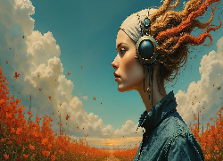 Rudowłosa, Kobieta, Słuchawki