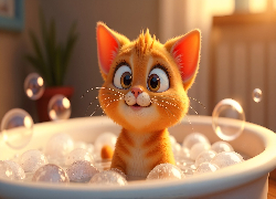 Rudy, Kot, Kąpiel, Grafika