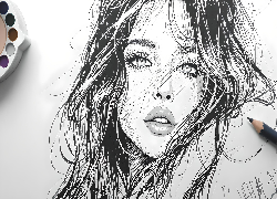 Rysunek, Dziewczyna, Ołówek