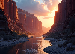 Kanion, Skały, Rzeka
