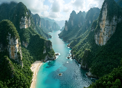 Wąwóz, Skały, Góry, Rzeka, AI