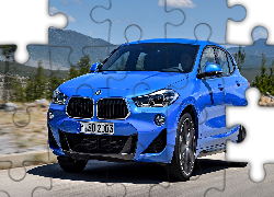 Niebieskie, BMW X2, 2018, Droga
