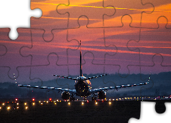 Samolot pasażerski, Pas startowy, Zachód słońca