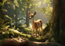 Sarna, Mała, Sarenka, Las, Przebijające światło