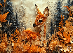 Grafika, Sarna, Drzewa, Rośliny