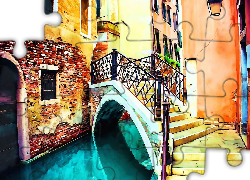 Paintography, Wenecja, Włochy, Schody, Domy
