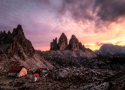 Góry, Tre Cime di Lavaredo, Dolomity, Dom, Schronisko, Auronzo, Kaplica, Włochy