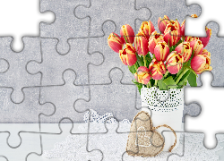 Tulipany, Wazon, Serce, Serwetka