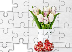Tulipany, Dwa, Serduszka, Bukiet, Doniczka