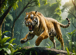 Tygrys, Skok, Otwarta, Paszcza