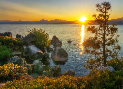 Stany Zjednoczone, Jezioro Tahoe, Nevada, Zachód słońca