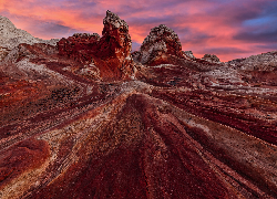 Zachód słońca, Kolorowe, Niebo, Skały, Vermilion Cliffs, Arizona, Stany Zjednoczone