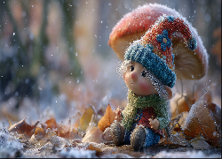 Skrzat, Grzyb, Liście, Grafika AI