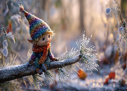 Skrzat, Gałąź, Szron, Grafika AI