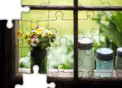 Bukiet, Kwiaty, Okno