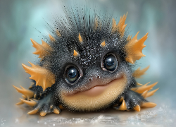 Śmieszny, Stworek, Duże, Oczy, Grafika AI