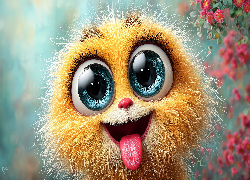 Żółty, Stworek, Oczy, Język, Śmieszne, Grafika AI