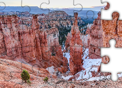 Góry, Skały, Drzewa, Park Narodowy Bryce Canyon, Utah, Stany Zjednoczone