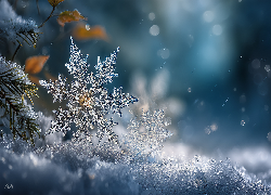 Śnieżynka, Płatek, Śnieg, Grafika AI