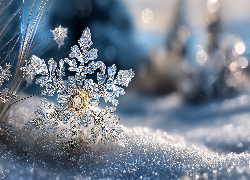 Zima, Śnieżynka, Śnieg, Grafika AI