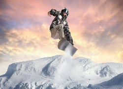 Snowboarding, Zima, Góry, Snowboardzista