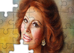 Portret, Kobieta, Aktorka, Sophia Loren, Grafika