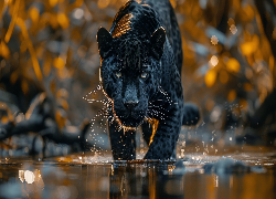 Czarny, Lampart, Woda